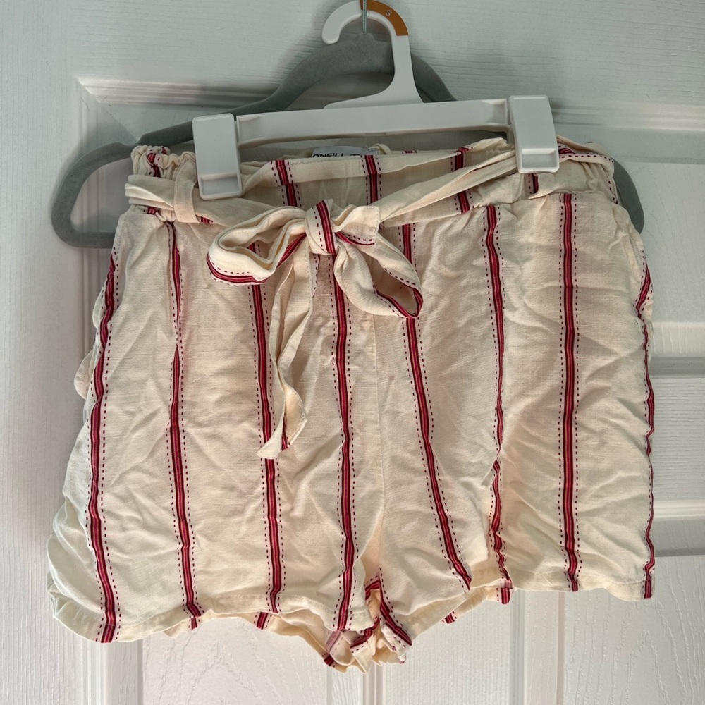 O’Neill Striped Cream and Red Shorts with Bow